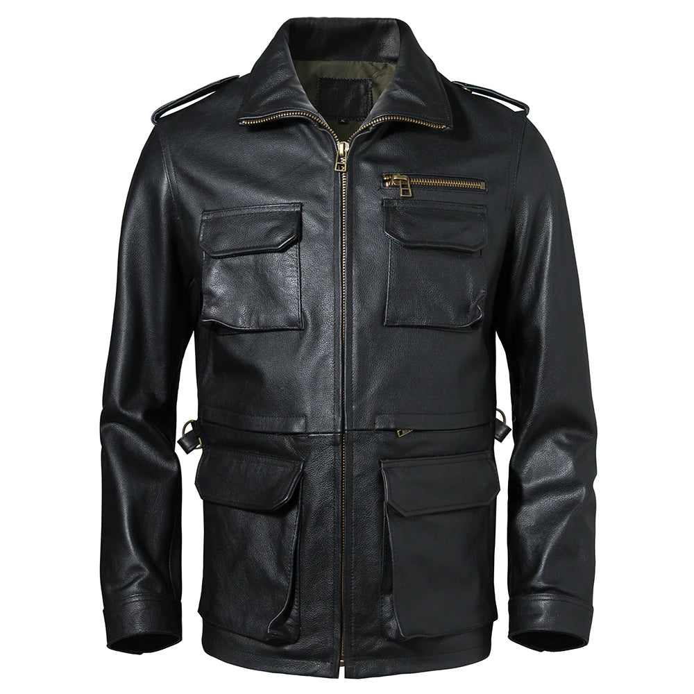 Veste Cuir Saharienne Homme