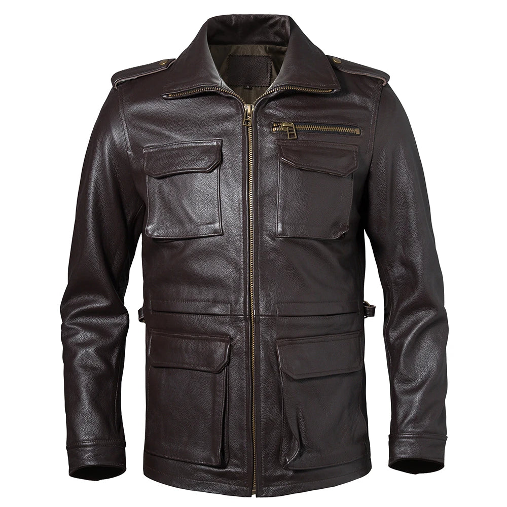 Veste Cuir Saharienne Homme