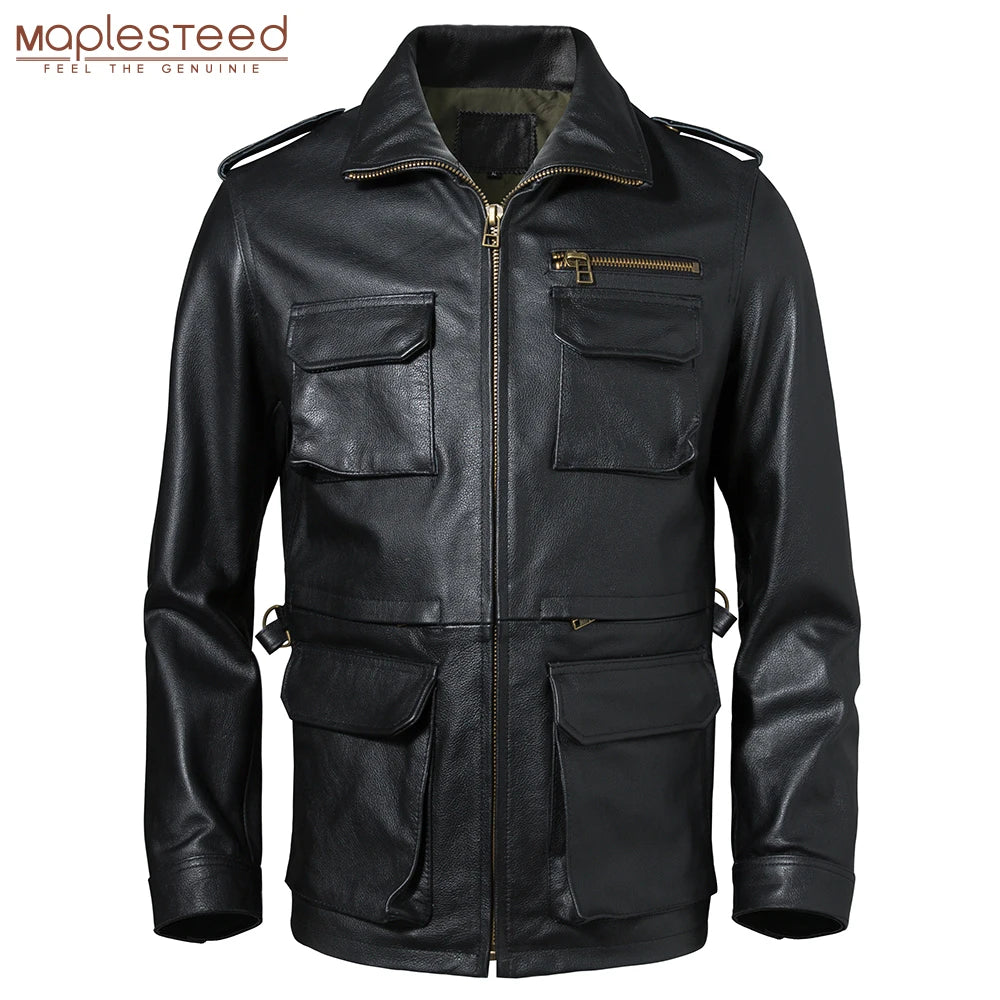 Veste Cuir Saharienne Homme