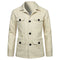 Veste saharienne en lin beige pour homme, vue de face. Dotée de poches à rabat, d'une fermeture à boutons noirs et d'un col classique, idéale pour un style décontracté mais raffiné.